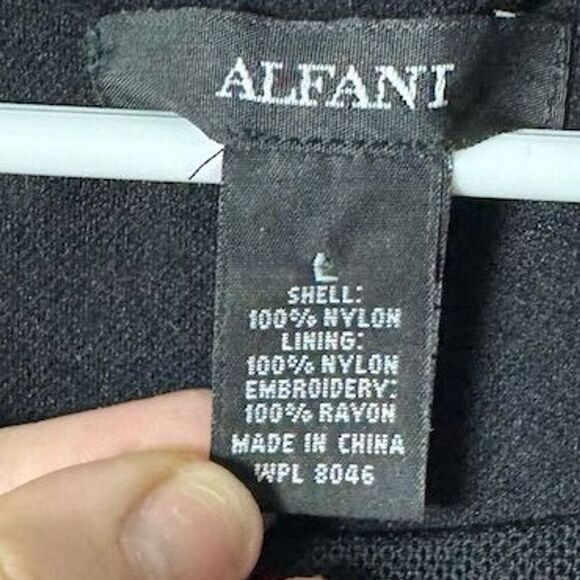 Alfani Women's Plus L Black Embroidered Bell Sleeve Floral Blouse - Picture 4 of 5